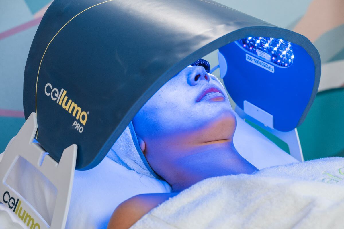 LED light therapy treatment for acne-prone skin and advanced facial rejuvenation care.